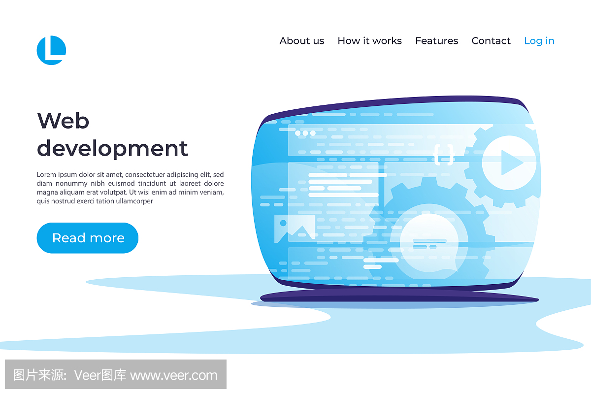 Web開發矢量概念。著陸頁模板。